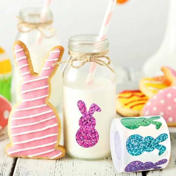 Colorful 500 of roll Colorful Bunny Stickers - Picture 4 of 6